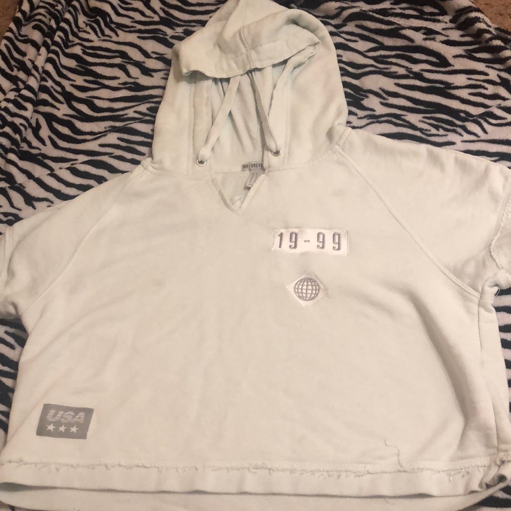 A mint hoodie crop top